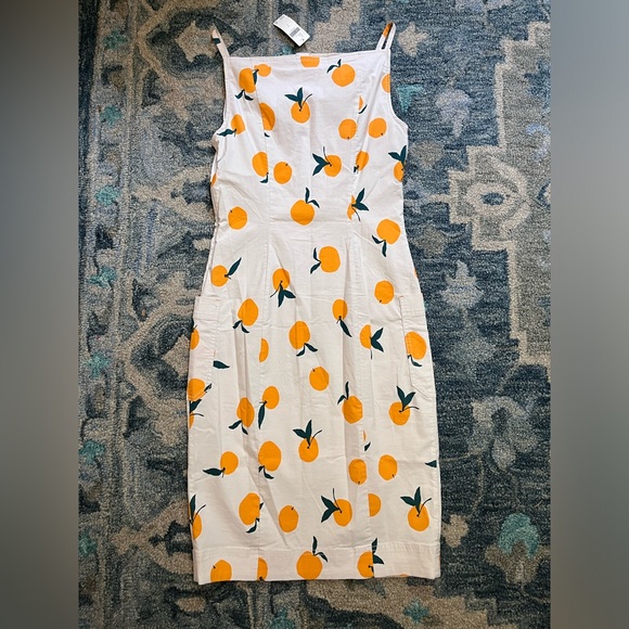 Maeve Colette Midi Dress Orange Citrus Print NWT Anthropologie Size S - Picture 6 of 7